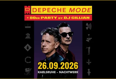 Die legendäre DEPECHE MODE & 80er Party von mit DJ GILLIAN im Nachtwerk Karlsruhe. Die großartigen Songs von Depeche Mode, die kultigsten Hits aus den 80ern und die beliebtesten Pop & Wave Klassiker. Das Original in Karlsruhe seit 1991!