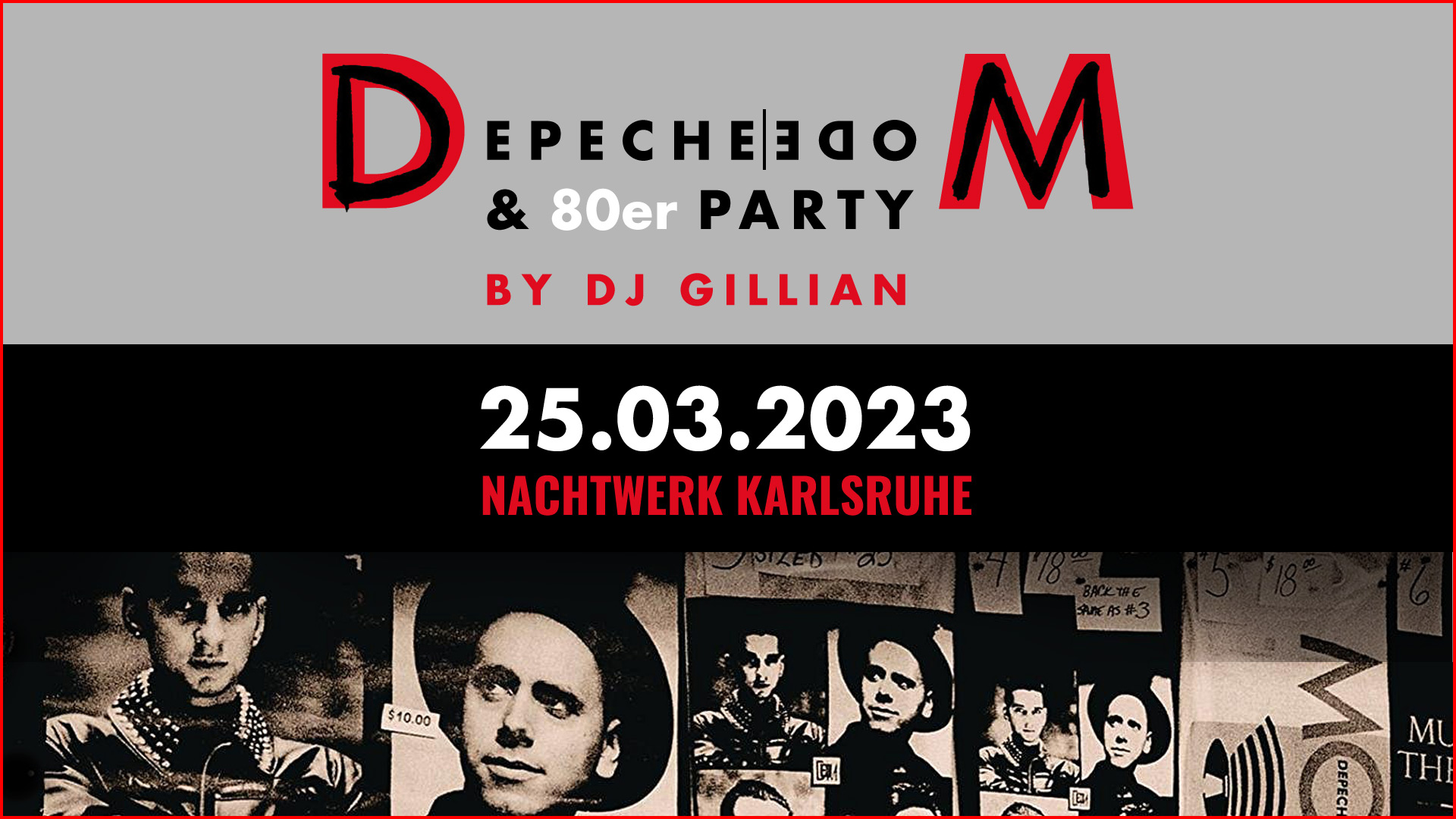 Die Depeche Mode & 80er Party im Nachtwerk Karlsruhe mit DJ GILLIAN. Die großartigen Songs von Depeche Mode, die kultigsten Hits aus den 80ern und die beliebtesten Pop & Wave Klassiker.